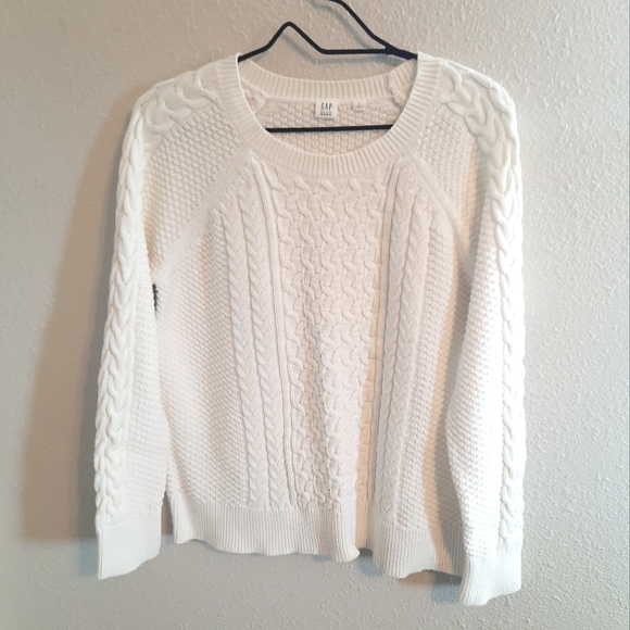Gap | Cable Knit Cotton Crewneck Pullover Knit Sweater Cream - Picture 3 of 5